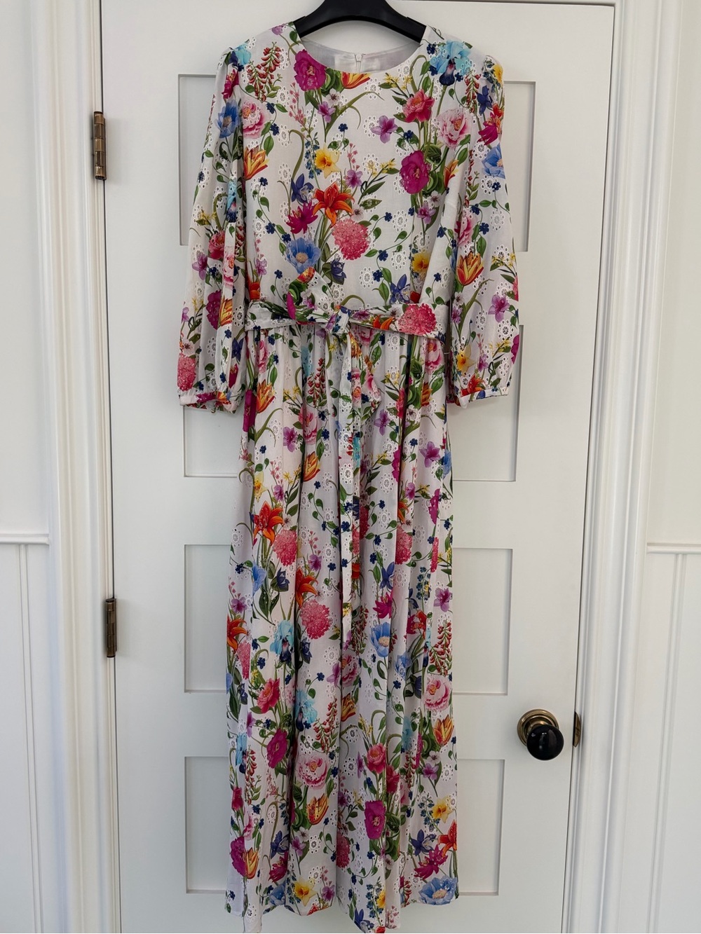 Borgo De Nor Constance Floral Broderie Anglaise Midi Dress size 8-10